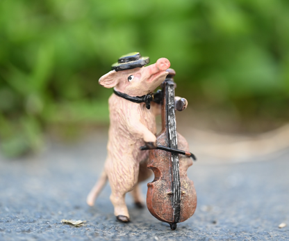 Fritz Bergmann Austrian Vienna Cold Painted Bronze Musical Pig Playing Cello1
