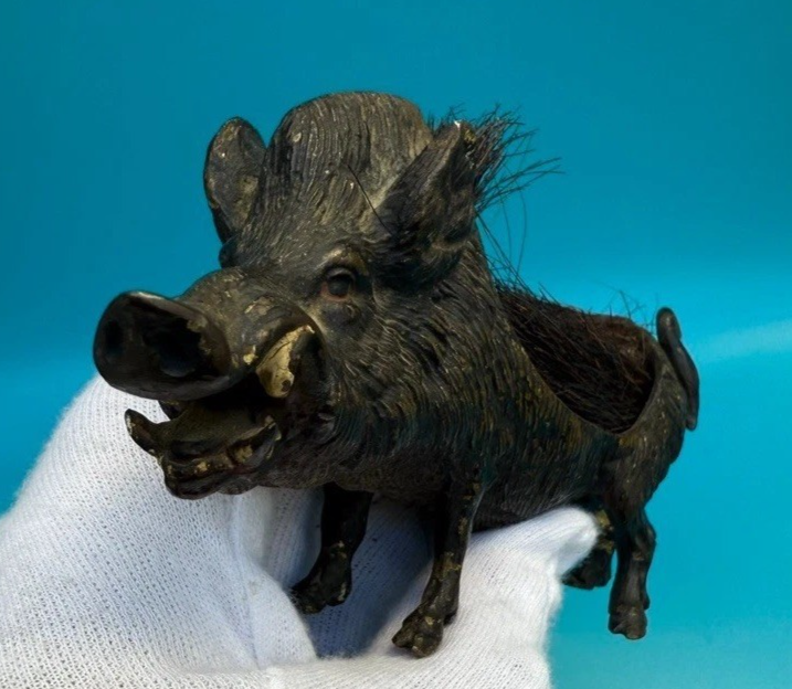 Collectors Antique 1900s Austrian Vienna Bronze Boar Pen Wipe / Nib Cleaner1