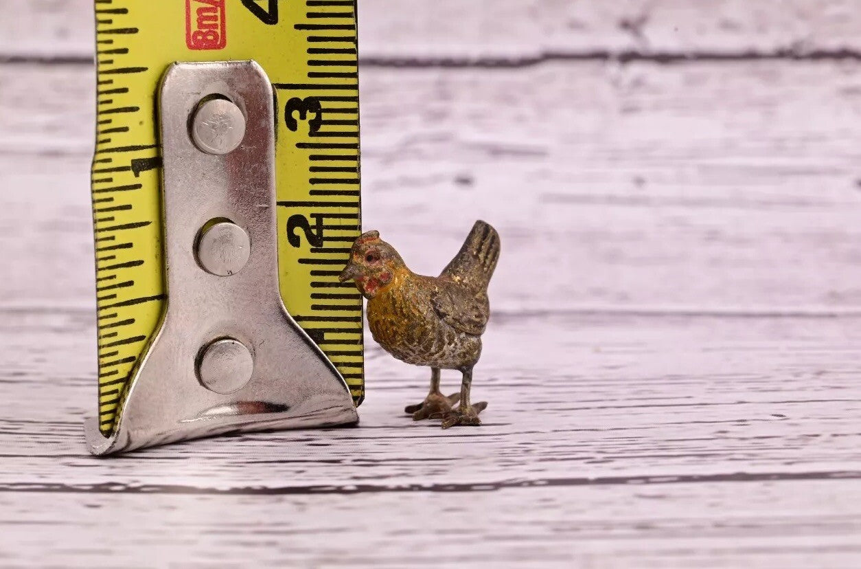 Detailed Antique Austrian Vienna Cold Painted Bronze Figure of Miniature Chicken6