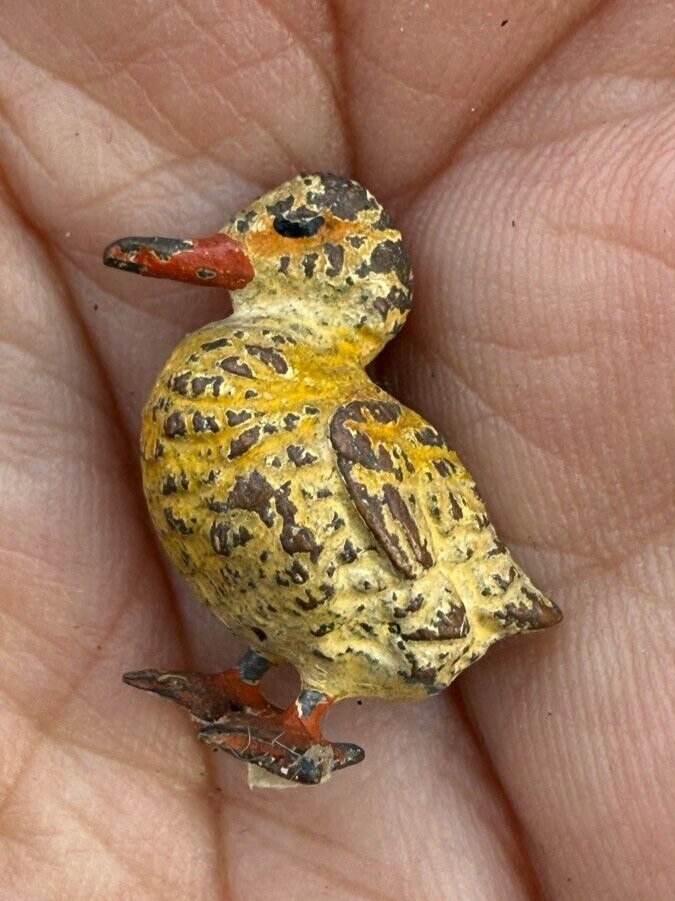 Miniature Antique Austrian Vienna Cold Painted Bronze Figure of Baby Duck3