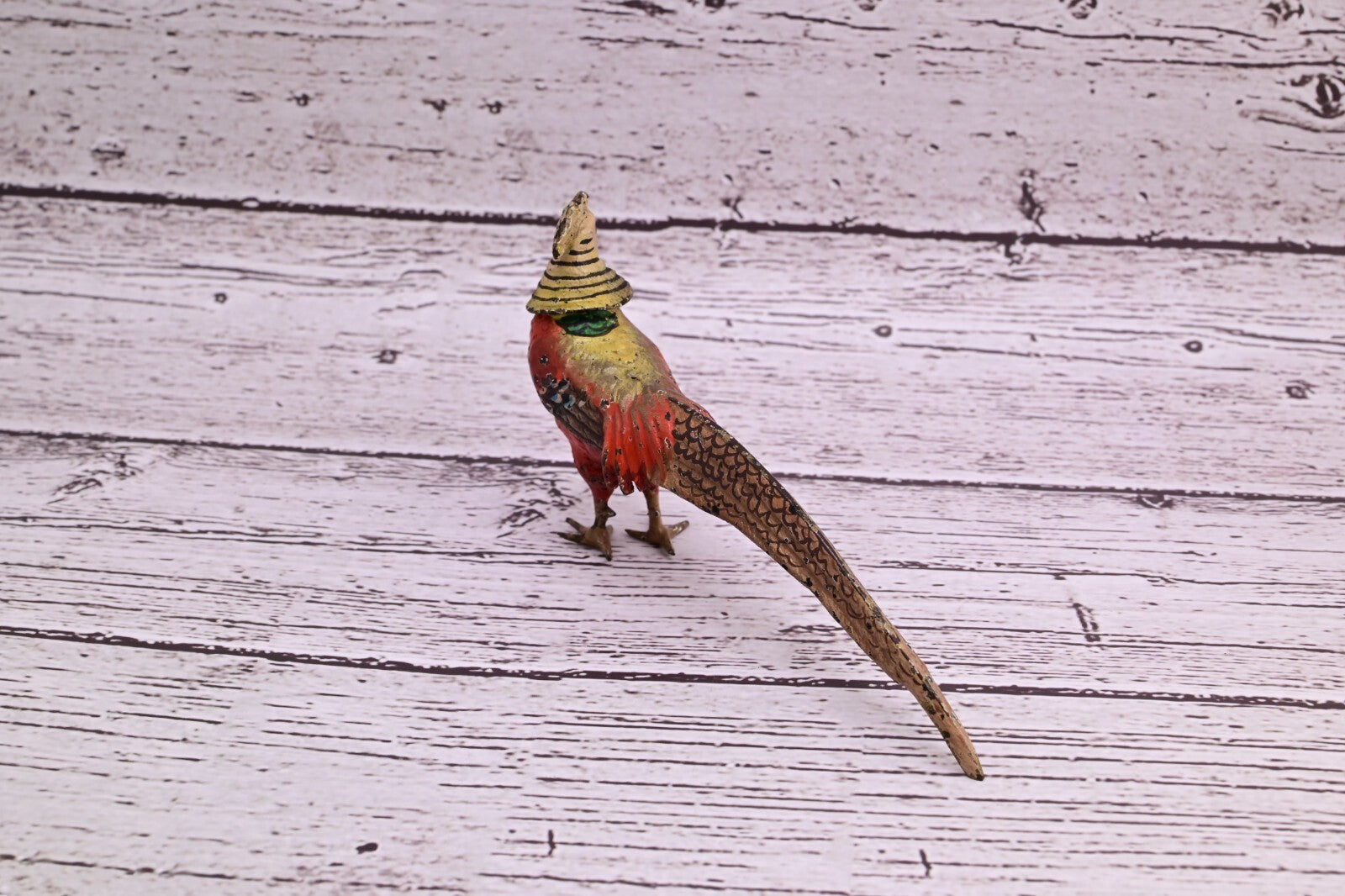 1900s Detailed Antique Austrian Vienna Cold Painted Bronze of Gold Pheasant4