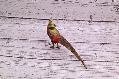 1900s Detailed Antique Austrian Vienna Cold Painted Bronze of Gold Pheasant4