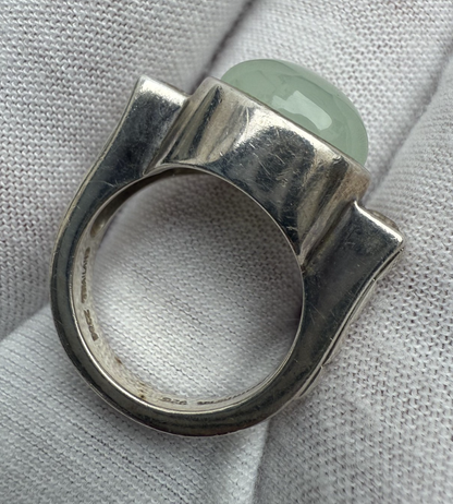 Judith Ripka Sterling Silver Ring Featuring Seafoam Green Chalcedony Cabochon2