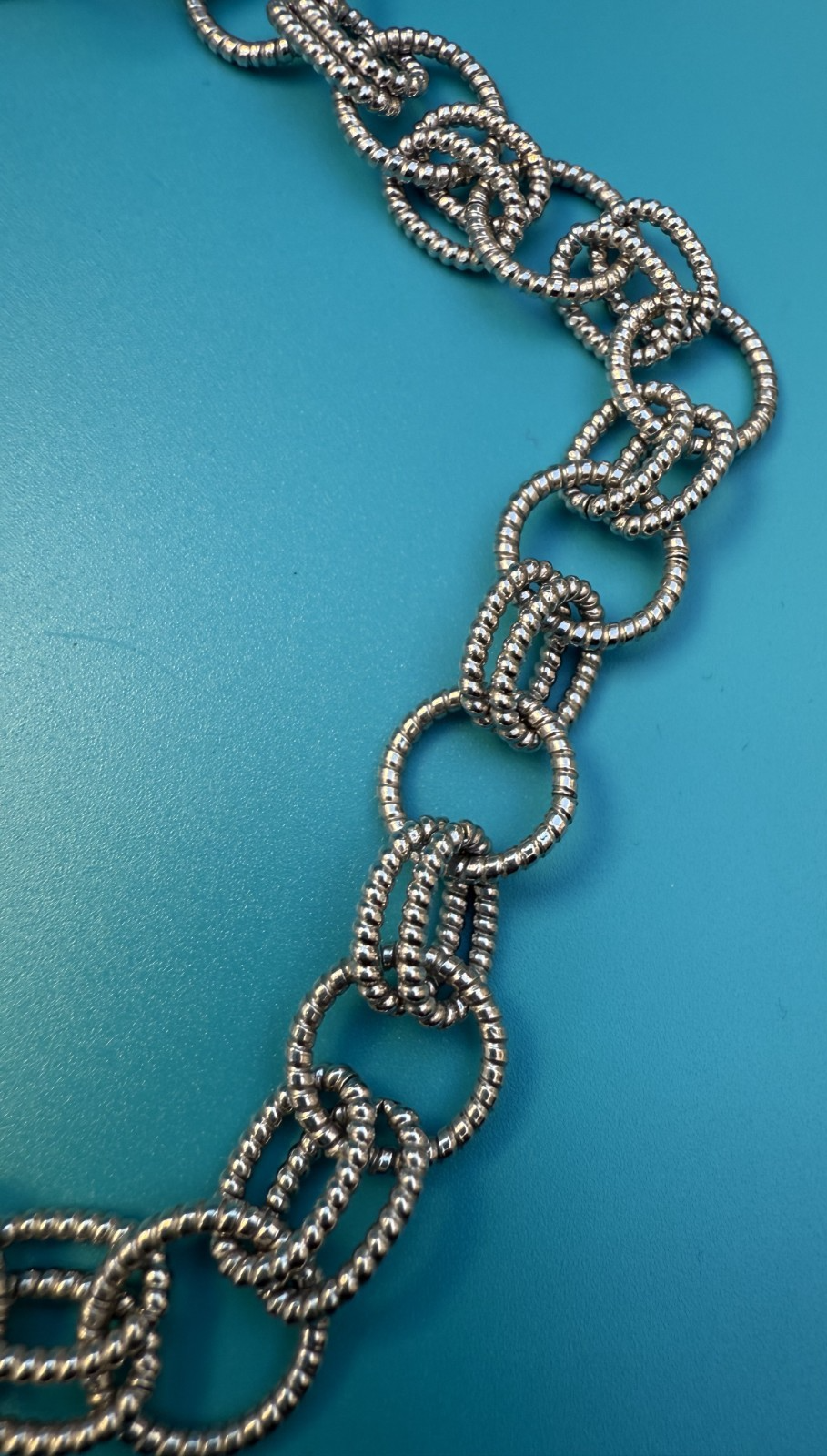 Genine Judith Ripka Sterling Silver Textured Rolo Link Chain Necklace4