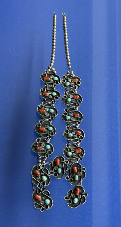 Huge Native American / Southwestern Sterling Silver Squash Blossom Necklace 304g0