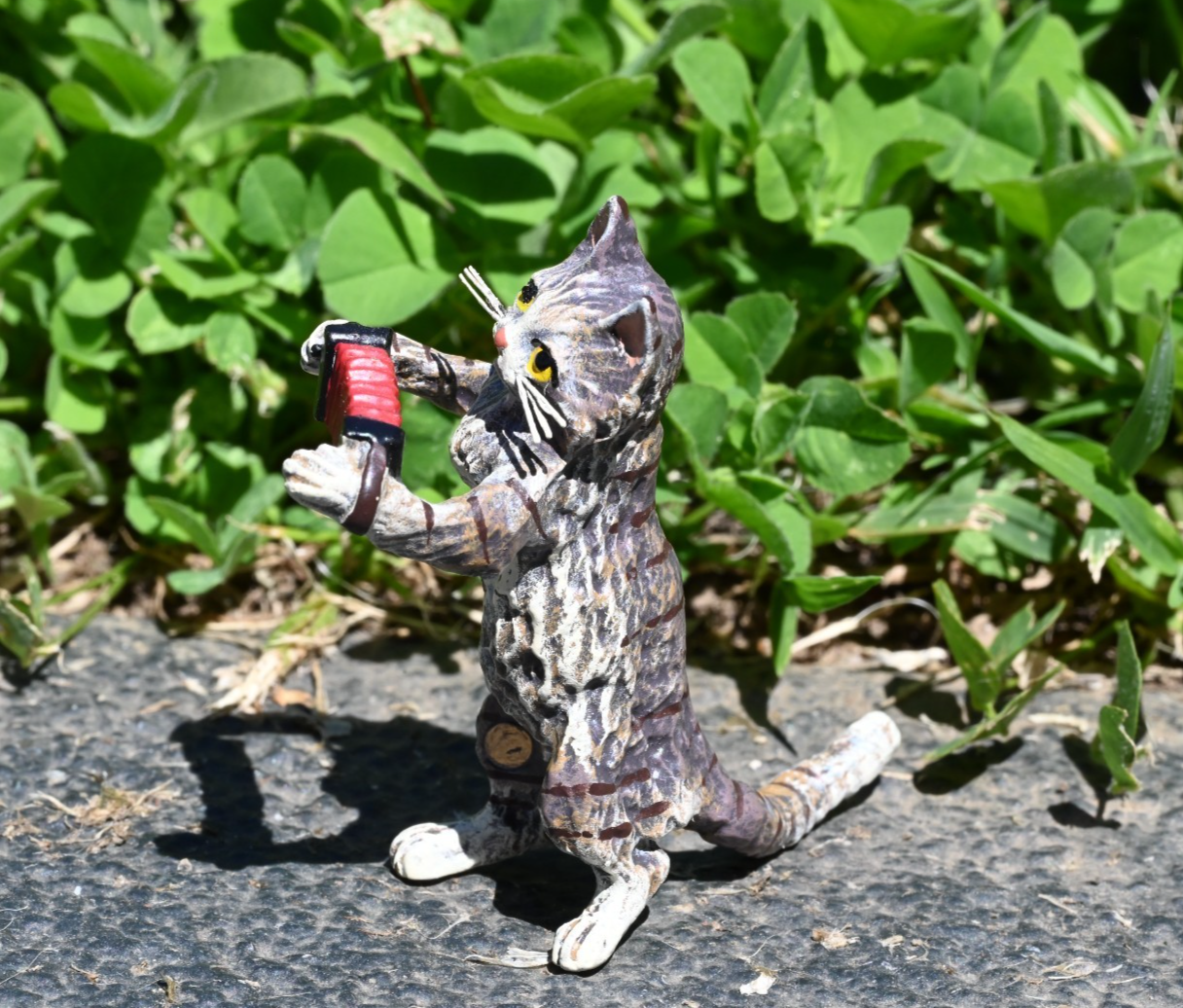 Fritz Bergmann  Austrian Vienna Cold  Painted Bronze Musical Cat with Accordion1