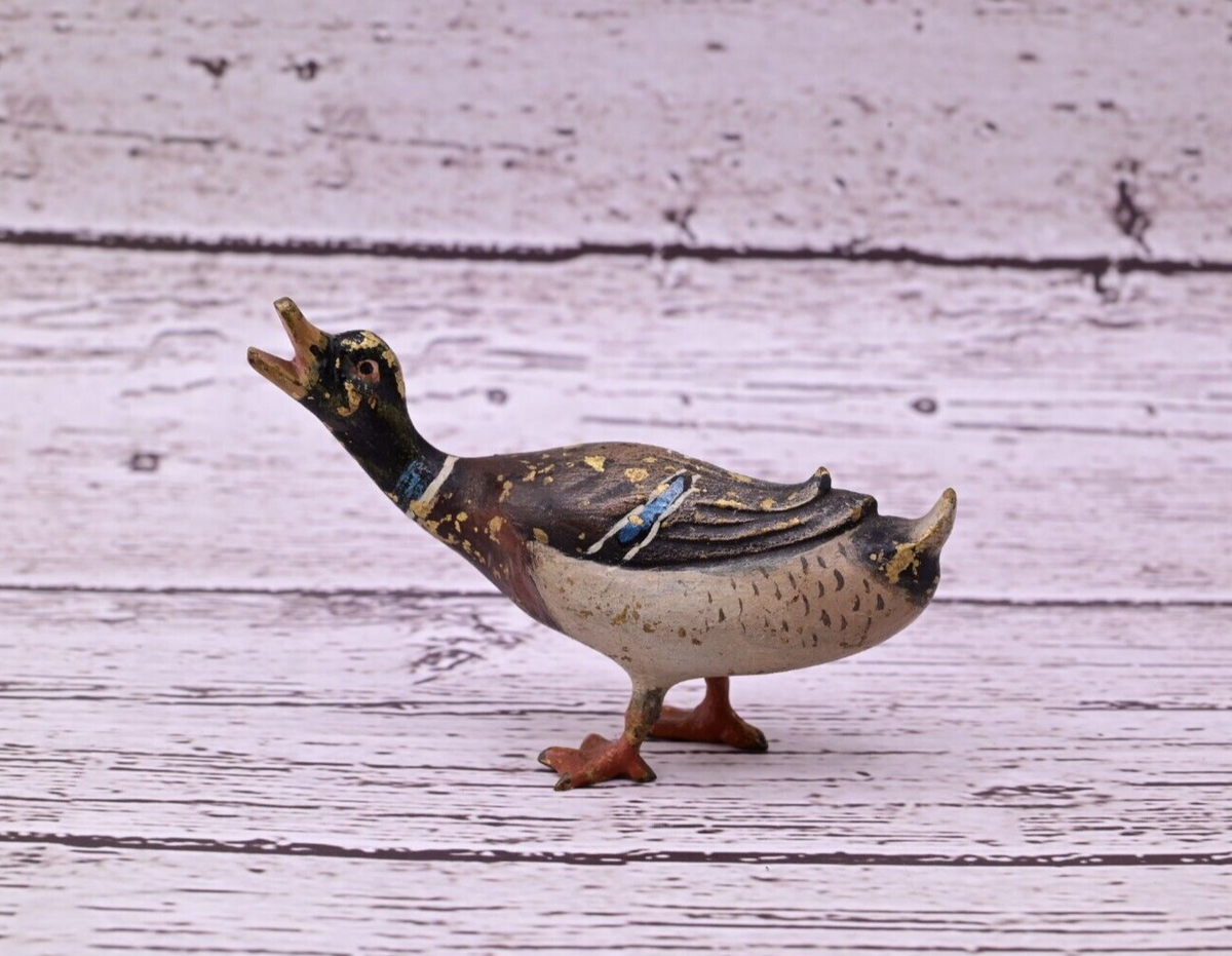 Antique Austrian Vienna Cold Painted Bronze Figure of Mallard Duck Figure1