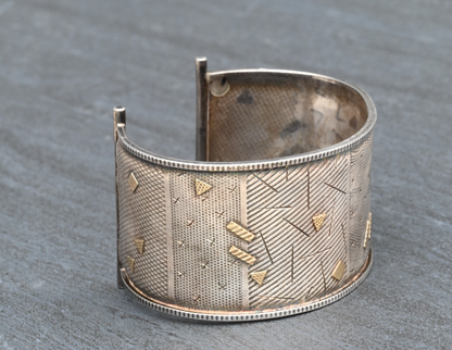 Retro Geometric Design Sterling Silver & 14K Cuff Bracelet by KIMBERLY KEYWORTH5