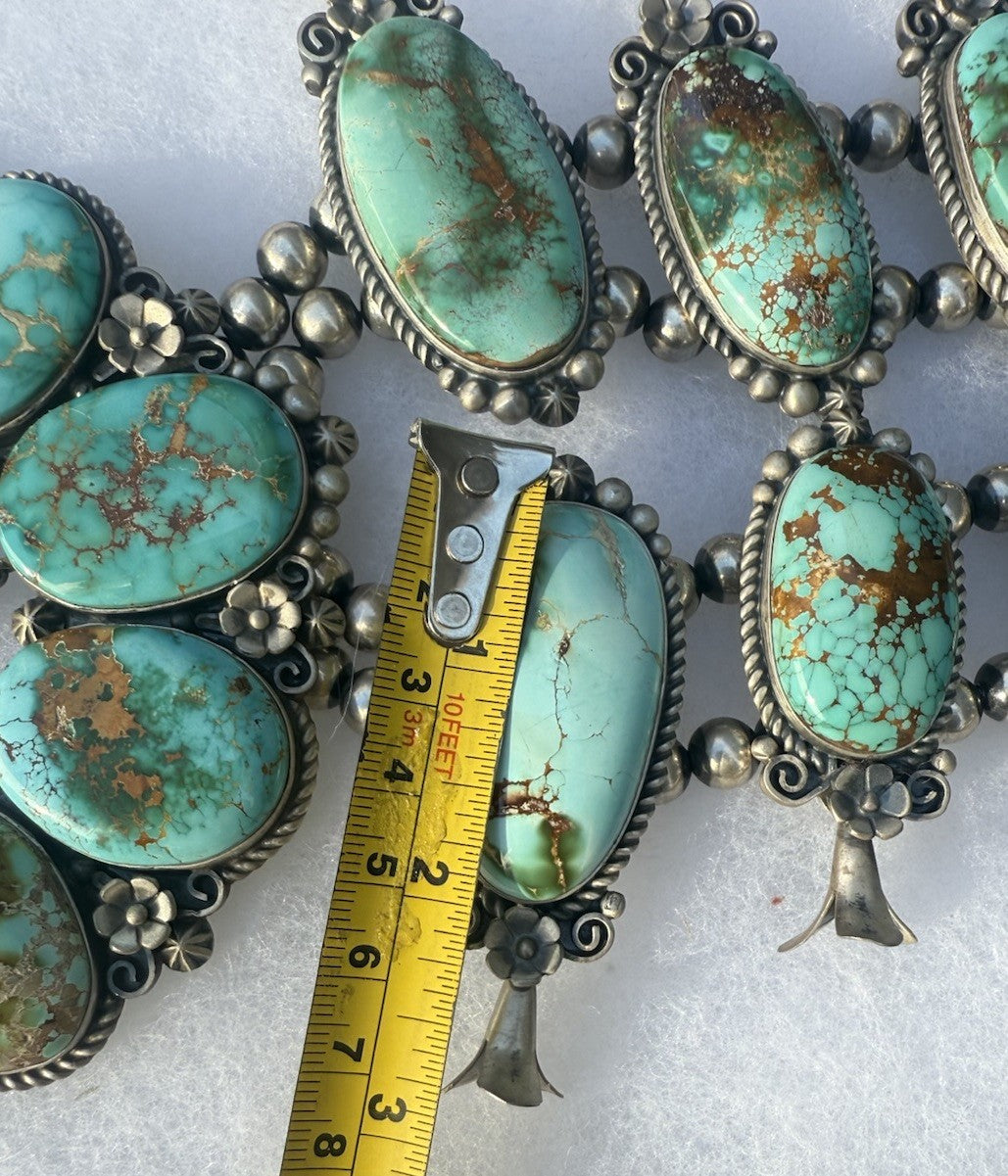 Native American Turquoise &Sterling Squash Blossom Jewelry Set By Maynard Garcia21