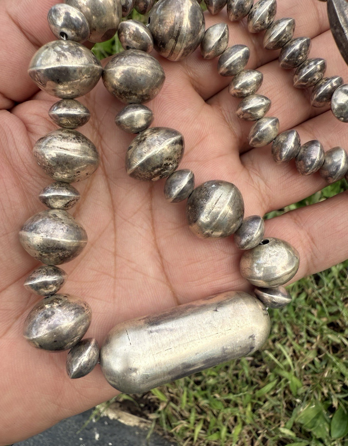 Vintage Southwestern Sterling Silver "Navajo Pearls" Beaded Necklace2