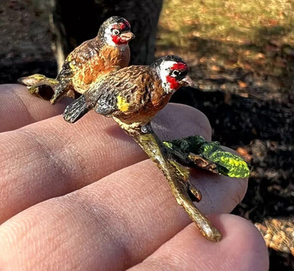 Small Antique Austrian Vienna Cold Painted Bronze Figure of Love Birds4