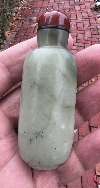 Elegant Antique / Vintage Chinese Hand Carved Natural Jade Snuff Bottle5