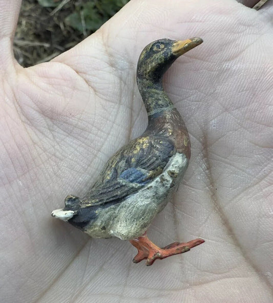 Amazing Antique Austrian Vienna Cold Painted Bronze Figure of Duck0