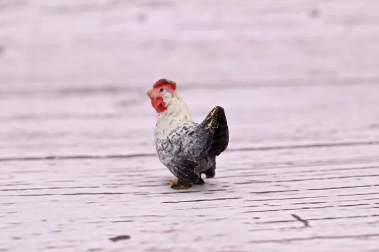 Antique Austrian Vienna Cold Painted Bronze Figure of Gray White Hen8