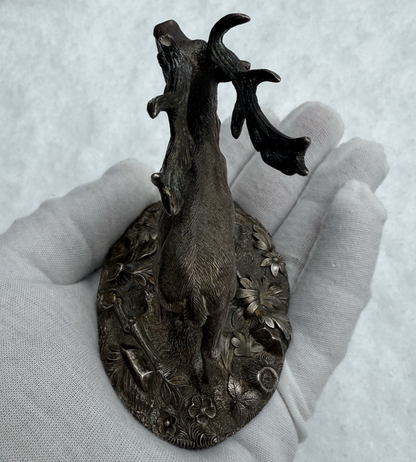 Fantastic Antique Life-Like Solid Sterling Silver Figure of Buck / Male Deer5