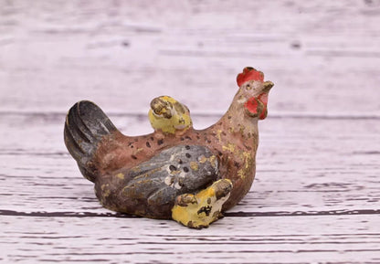 Attractive Antique Austrian Vienna Cold Painted Bronze Figure Hen With Chicks12