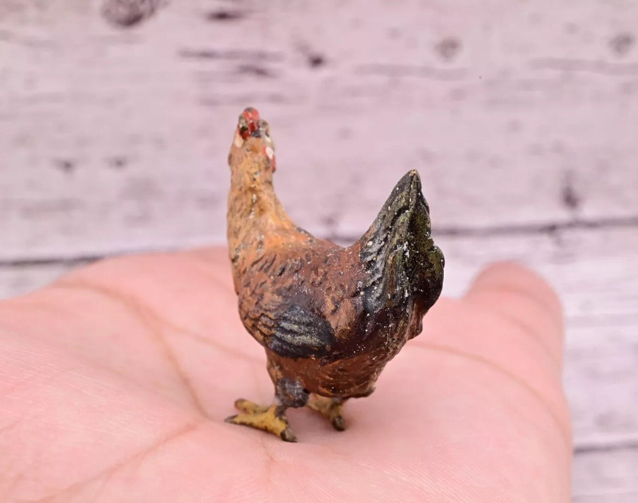 Lovely Antique Austrian Vienna Cold Painted Bronze Figure of Brown Hen Chicken3