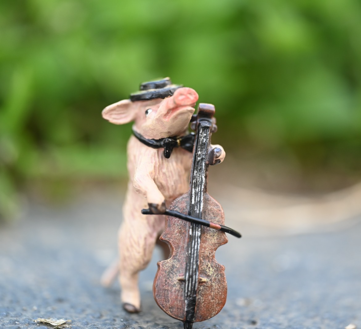 Fritz Bergmann Austrian Vienna Cold Painted Bronze Musical Pig Playing Cello0