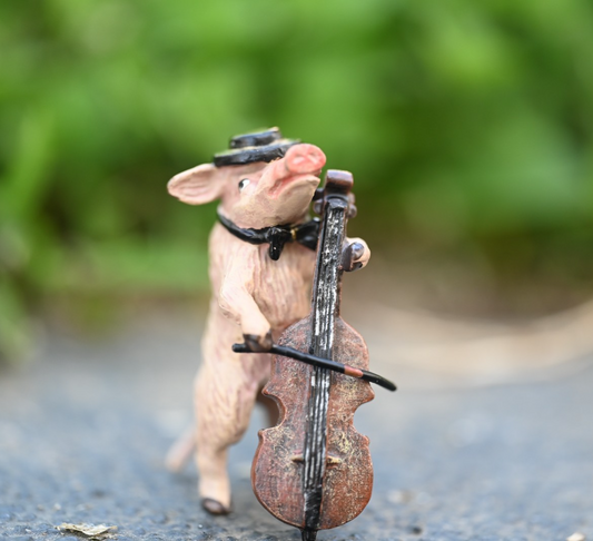 Fritz Bergmann Austrian Vienna Cold Painted Bronze Musical Pig Playing Cello0