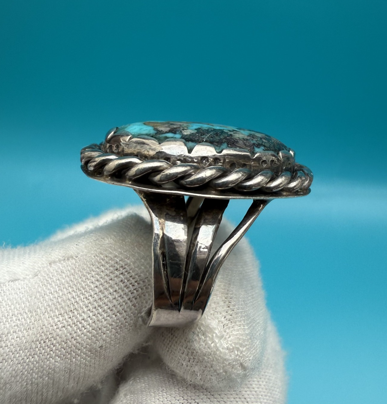 Fantastic Handmade Native American Sterling Silver & Turquoise Ring3
