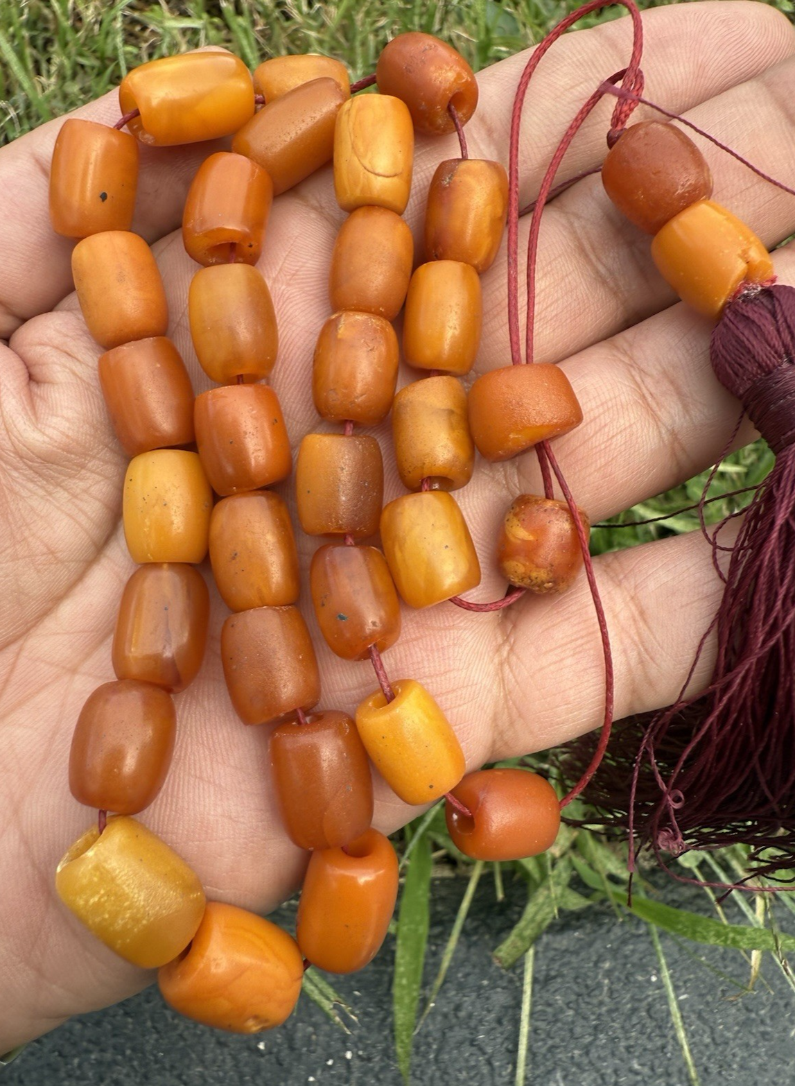 Genuine Antique Middle Eastern Natural Butterscotch Amber Tasbih Prayer Beads8
