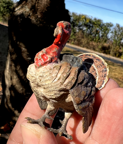 Beautiful  Antique Austrian Vienna Cold Painted Bronze Figure of Turkey3