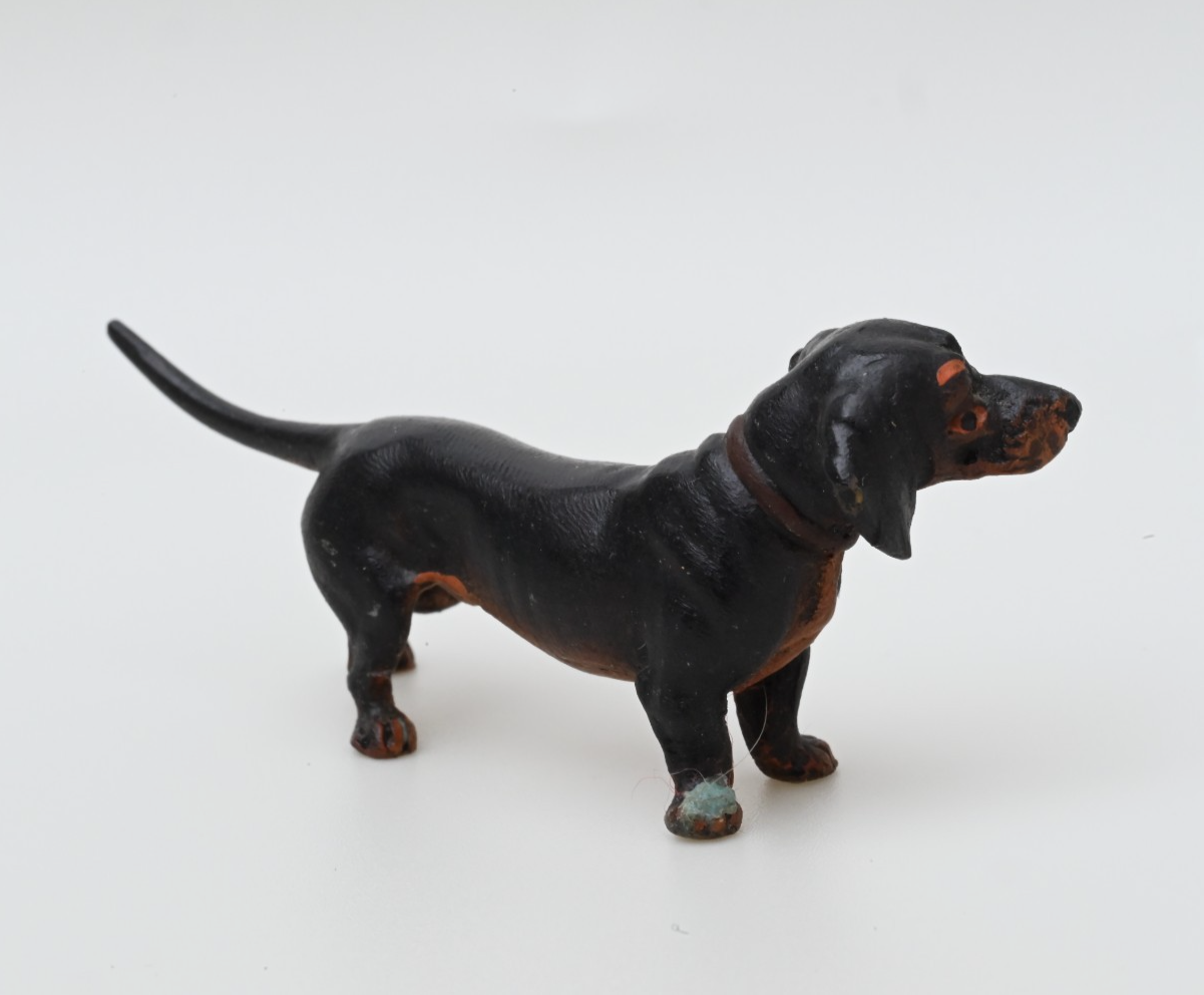 Gorgeous Antique Austrian Vienna Cold Painted Bronze Figure of Dachshund Dog3