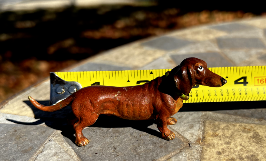 Gorgeous Antique Austrian Vienna Cold Painted Bronze Figure of  Dachshund Dog1