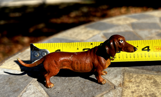 Gorgeous Antique Austrian Vienna Cold Painted Bronze Figure of  Dachshund Dog1