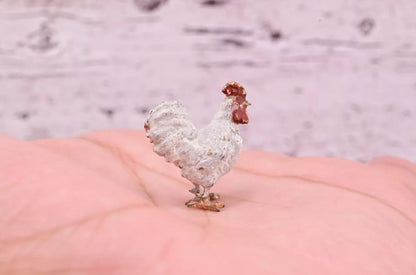 Stunning Antique Austrian Vienna Cold Painted Bronze of Little White Chicken4