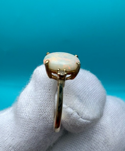 Amazing 14K Yellow Gold Opal Ring With Diamond Accents3