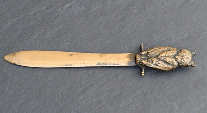 Antique 1900s Solid Bronze Owl Letter Opener Possibly Austrian or German5