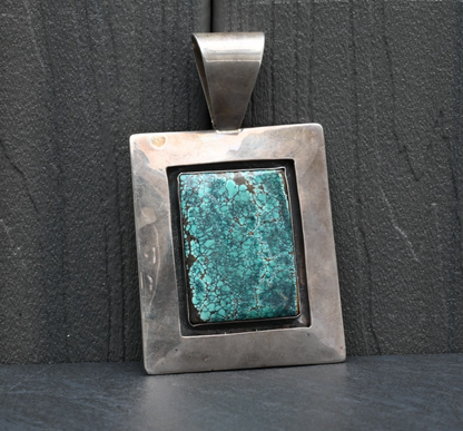 Lovely Sterling Silver Southwestern Turquoise Necklace Pendant Signed WS2