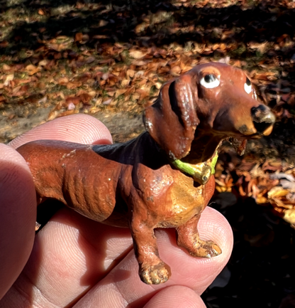 Gorgeous Antique Austrian Vienna Cold Painted Bronze Figure of  Dachshund Dog12