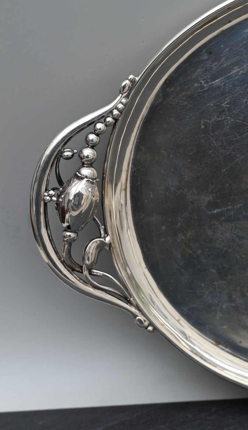 Georg Jensen Sterling Silver 3-Piece Tea / Coffee Set with Blossom Pattern Tray3