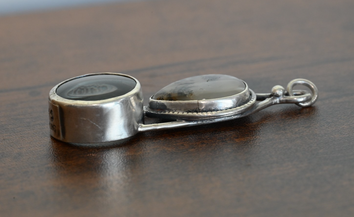 Sterling Silver Southwest Jewelers Loupe W/ Agate Cabochon Gem2