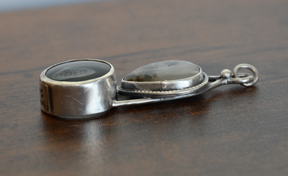 Sterling Silver Southwest Jewelers Loupe W/ Agate Cabochon Gem2