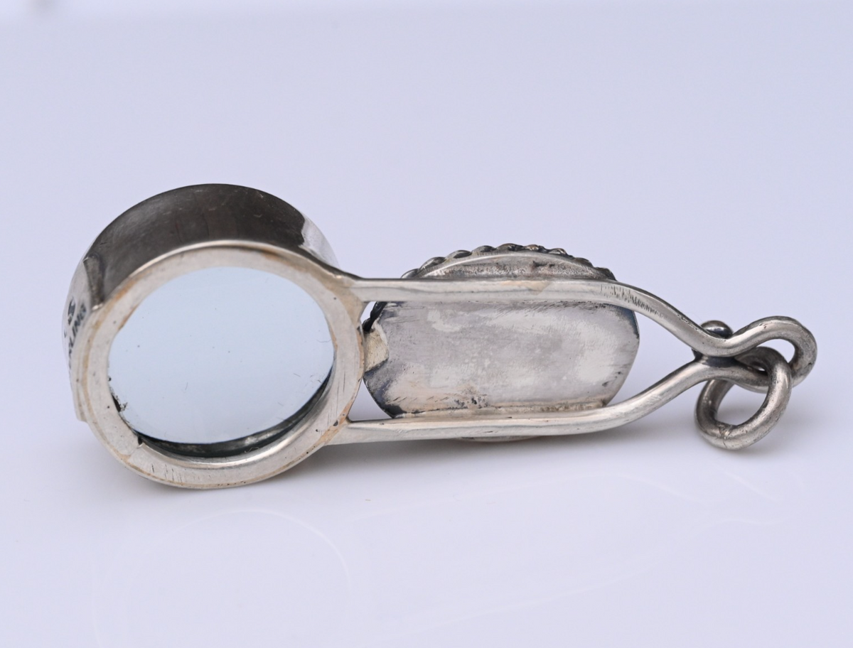 Signed MS Sterling Silver Southwest Jewelers Loupe W/ Lavender Jade3