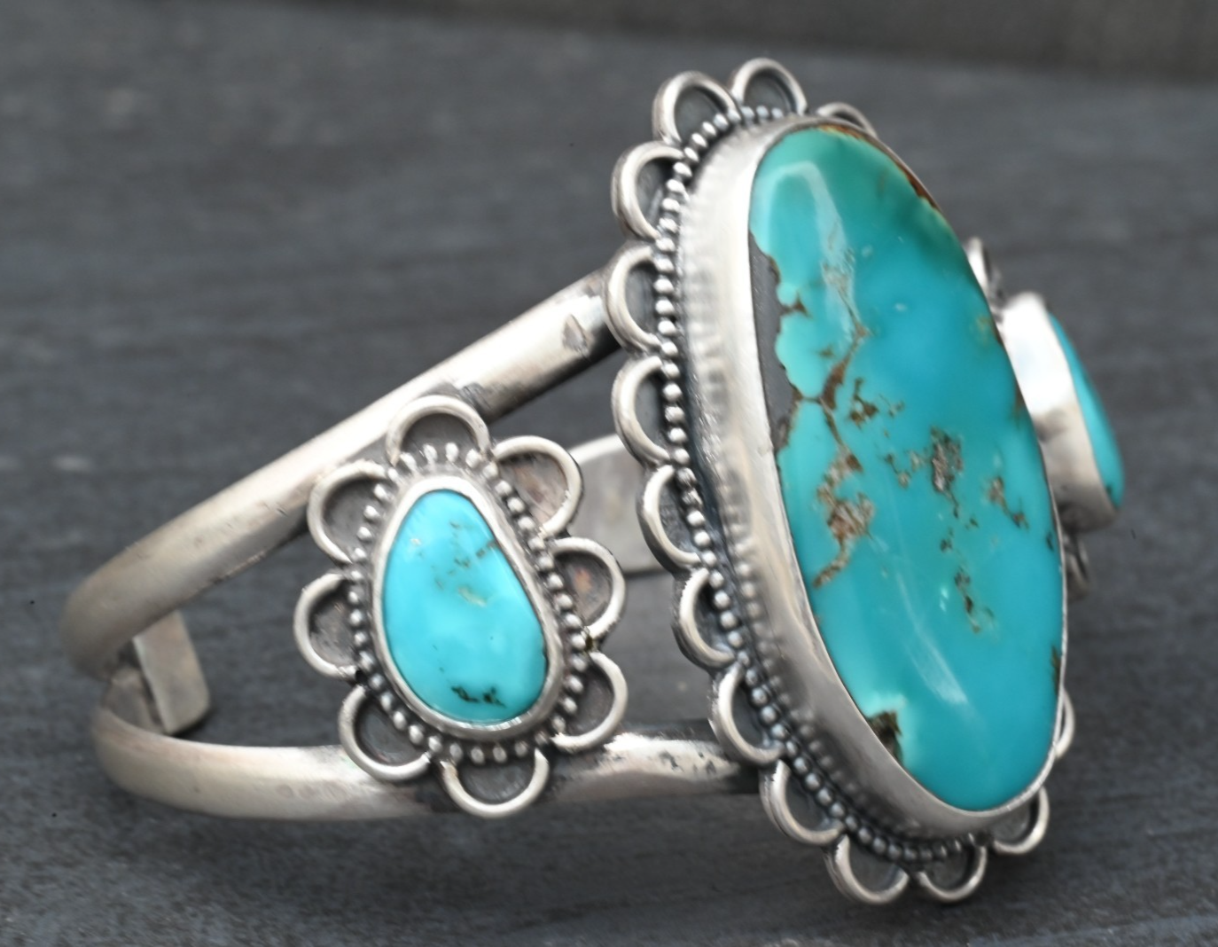 Southwestern Sterling Silver Cuff Bracelet with Sky Blue Turquoise2