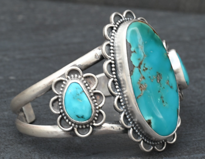 Southwestern Sterling Silver Cuff Bracelet with Sky Blue Turquoise2