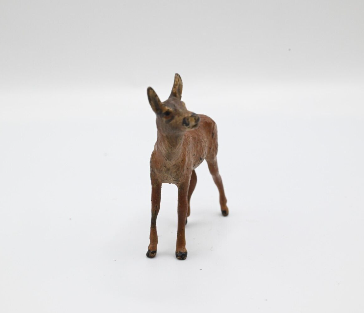 Beautiful Little Antique Austrian Vienna Cold Painted Bronze Figure of Deer0