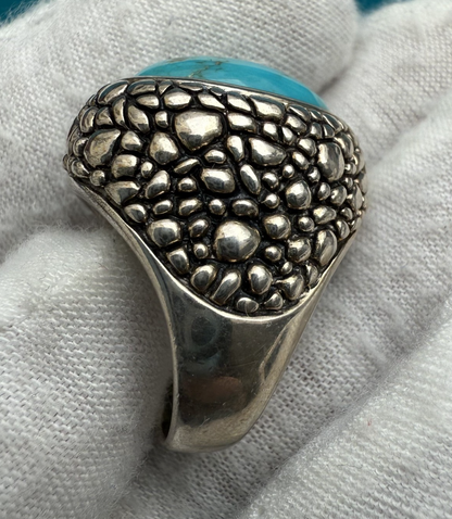Gorgeous Whitney Kelly Sterling Silver & Turquoise Dome Ring w/ Pebbled Texture7