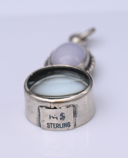 Signed MS Sterling Silver Southwest Jewelers Loupe W/ Lavender Jade4