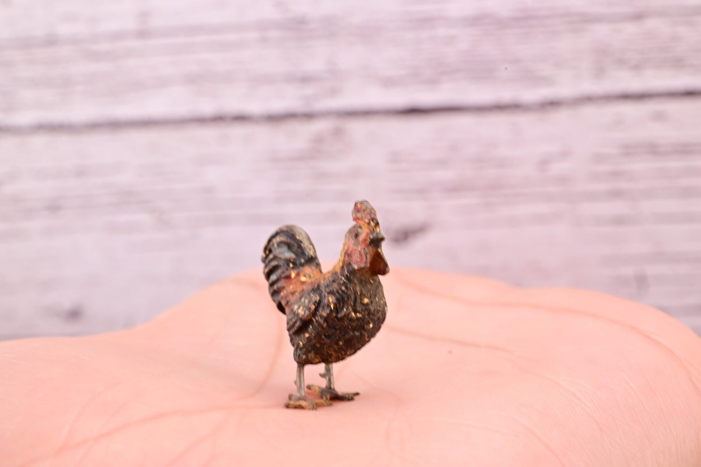 Signed Antique Austrian Vienna Cold Painted Bronze of Little Rooster2