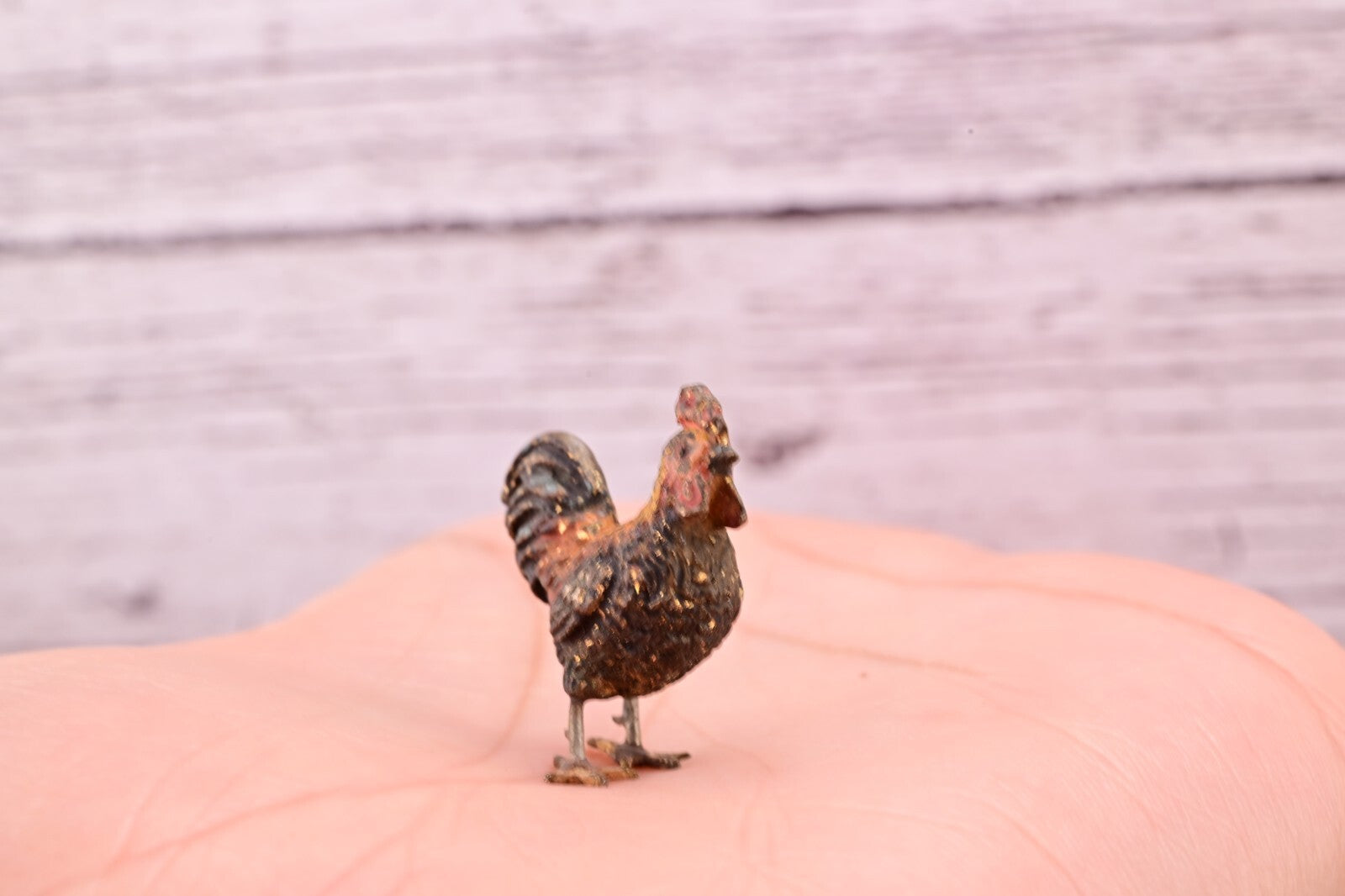 Signed Antique Austrian Vienna Cold Painted Bronze of Little Rooster2
