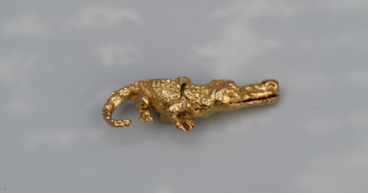 Antique / Vintage .375 9K Gold Articulated Alligator Charm with Moveable Jaw0