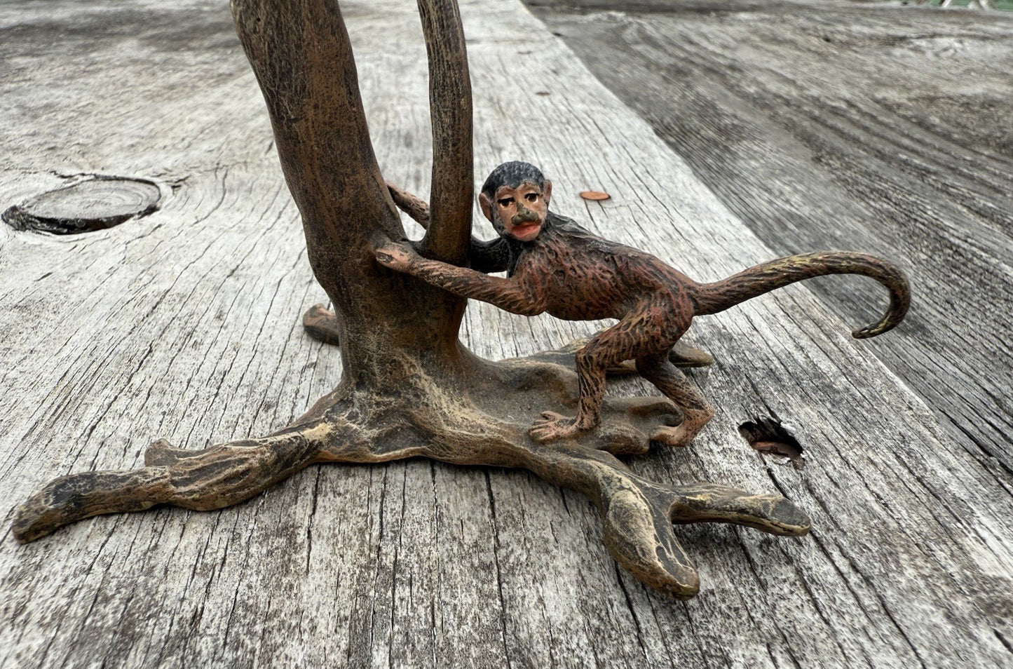Large 20th C. Fritz Bergmann Austrian Vienna Bronze Group of Monkeys In Tree4