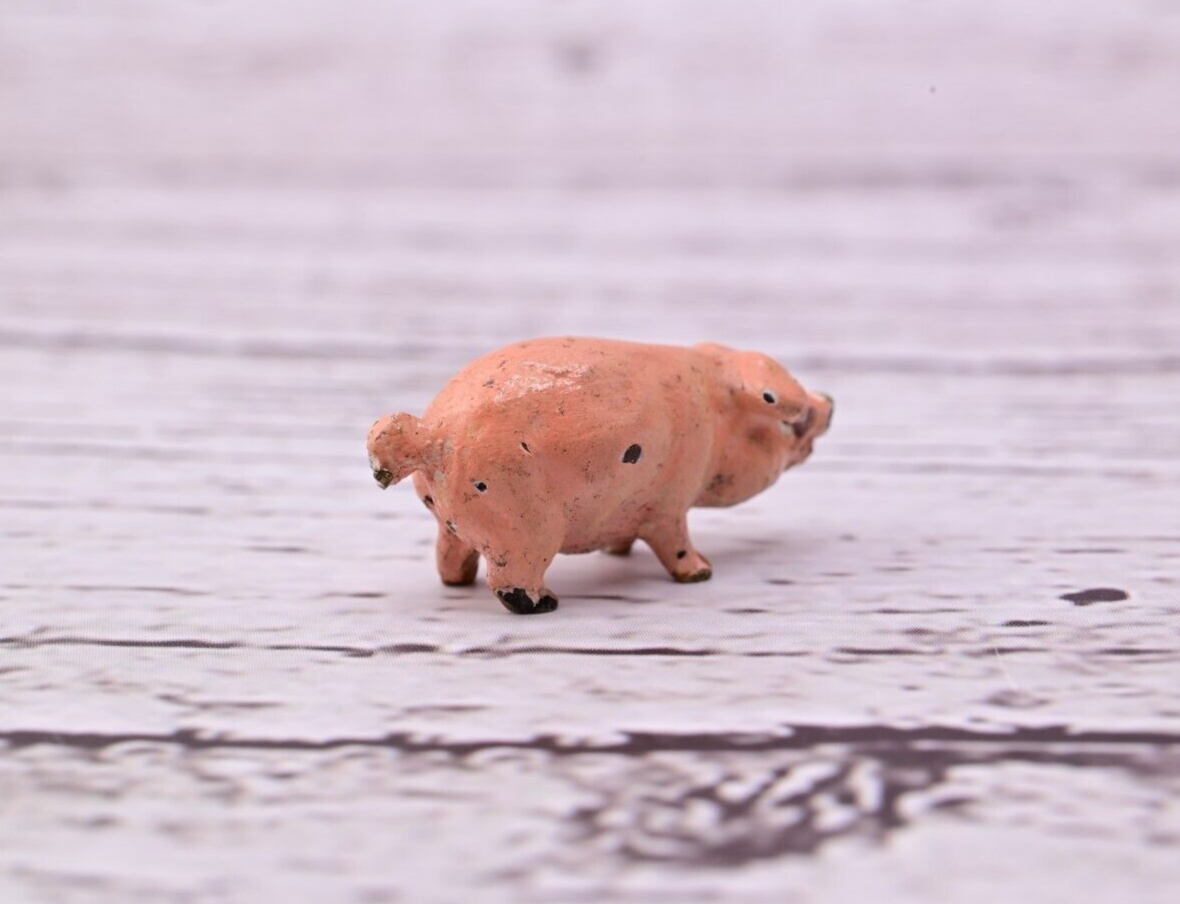 Super Tiny Antique Austrian Vienna Cold Painted Bronze Figure of Pink Pig3