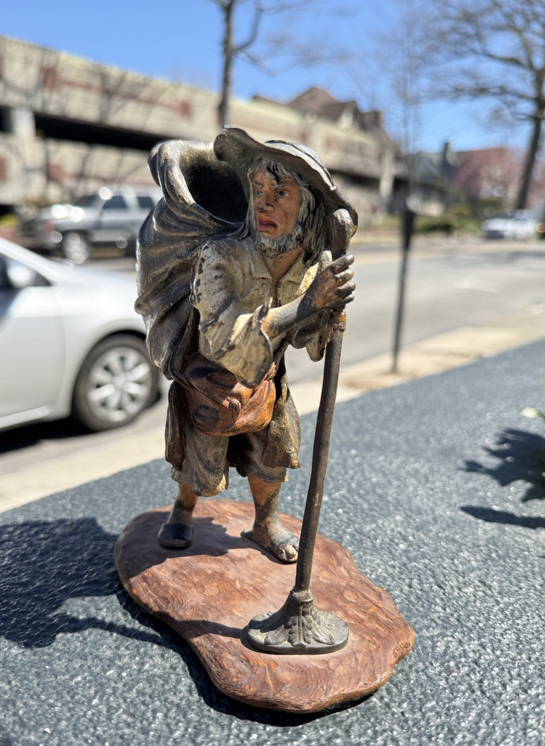 Rare Antique Austrian Vienna Cold Painted Bronze Match Spill of Old Poor Man2
