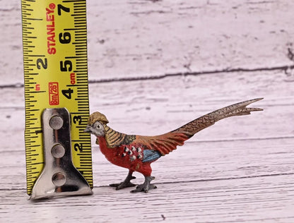 Antique Austrian Vienna Cold Painted Bronze Figure of Miniature Golden Pheasant7